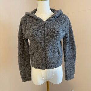 SKIMS Cozy Knit Hoodie Youth Size 12/14 FITS LIKE A WOMANS XS Color: Gray Smoke